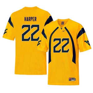 Men's West Virginia Mountaineers NCAA #22 Jarrod Harper Yellow Authentic Nike Retro Stitched College Football Jersey WH15A30CL